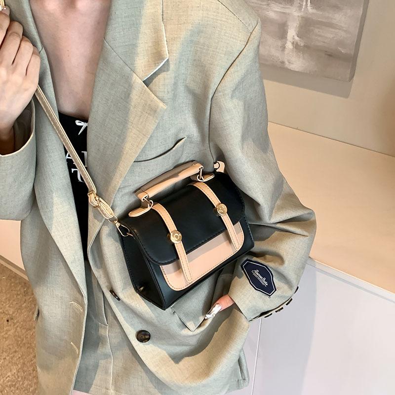 Fashionable Texture Simple New Trendy Casual British Style Commuting One-shoulder Crossbody Contrasting Color Handbag for Women