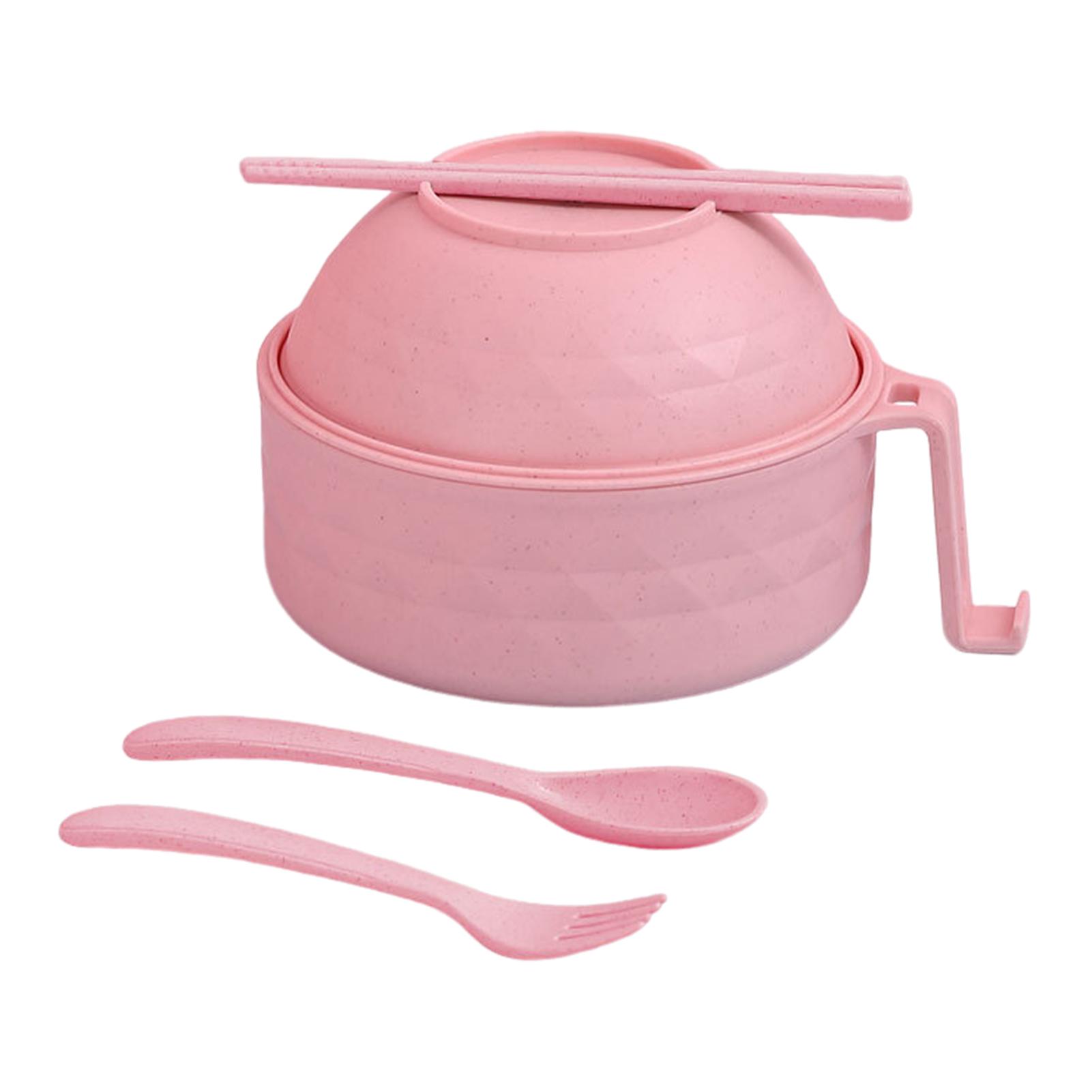 

Набор для приготовления рамена в микроволновке, миска из пшеничной соломы для быстрого приготовления лапши, с ручками, приспособление для приготовления лапши рамен, с ложкой, палочками для еды, вилкой, для кемпинга розовый