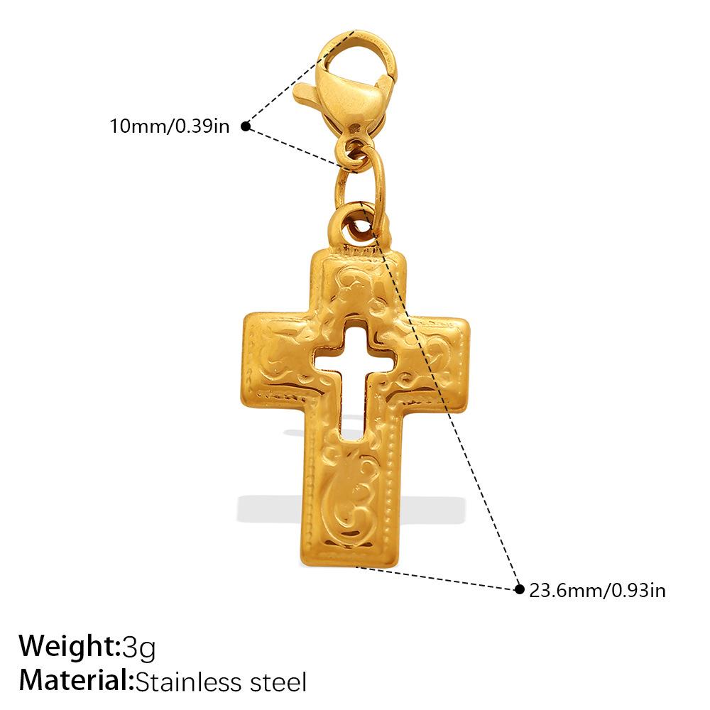 Personalized Retro Style Engraved Three-Dimensional Cross Series Lobster Buckle Pendant Stainless Steel Gold Diy Accessories