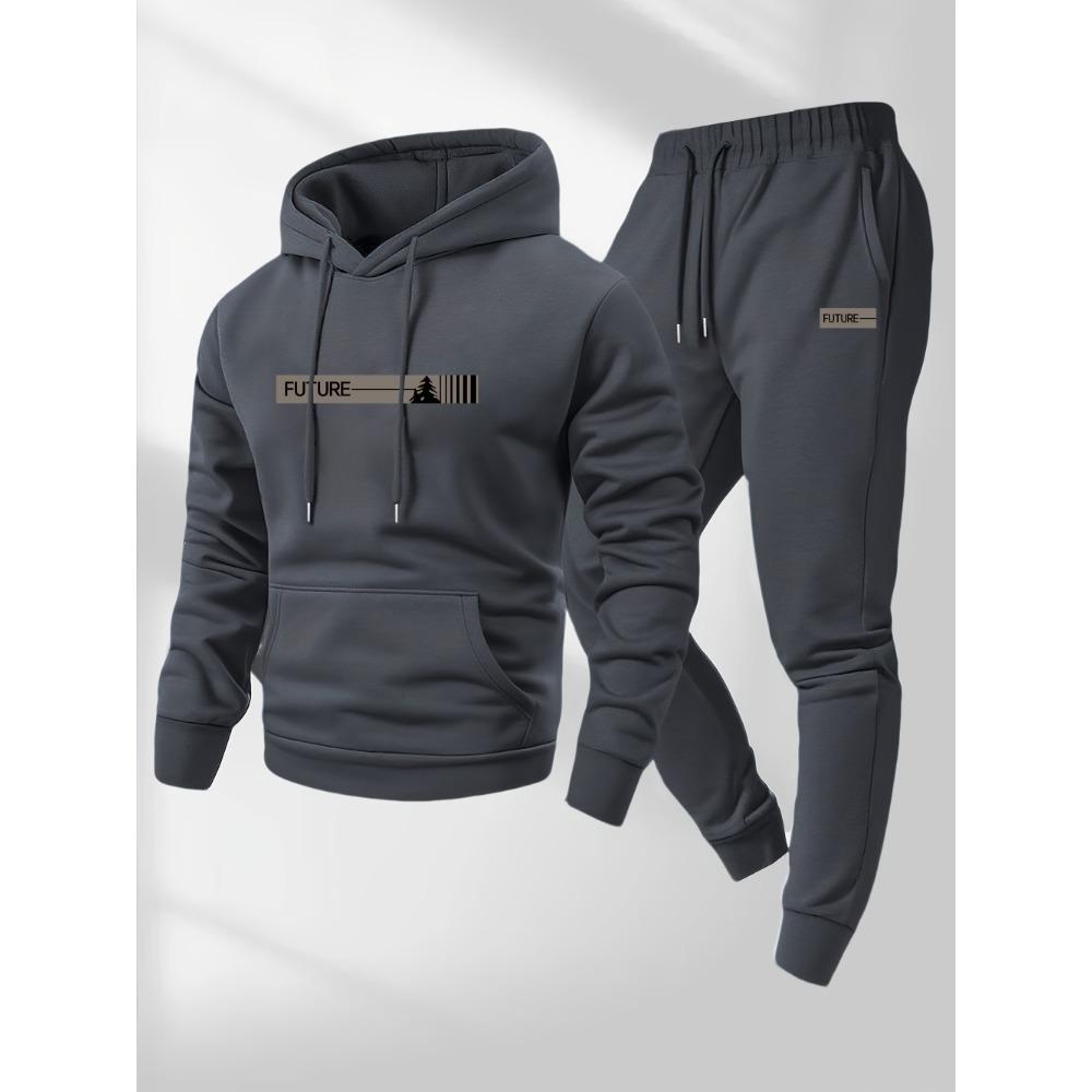 

Men s Two-piece Set Casual-neck Long-sleeved Hooded Sweatshirt and Sport Pants Set Suitable for Winter and Autumn Sportswear Set XXL