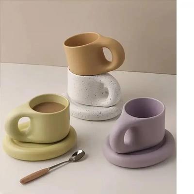 Tazas de Cerámica Creativas Coloridas Gordas con Platillo Taza de Café Té con Leche Tazas de Oficina Vajilla El Mejor Regalo de Cumpleaños para Amigos
