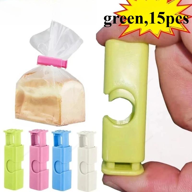 15pcs Food Sealing Bag Clip Reusable Fresh Food Storage Tools Plastic Sealer Clamp Snack Bread Seal Bag Home Kitchen Storage Clips