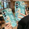 Phone Case: 2D Flat Design Suitable for Samsung Galaxy A34 A35 M05 M06 S20 S22 S21 FE Plus 5G, Light Blue Kitten Fishing, Perfect Christmas and Hallow