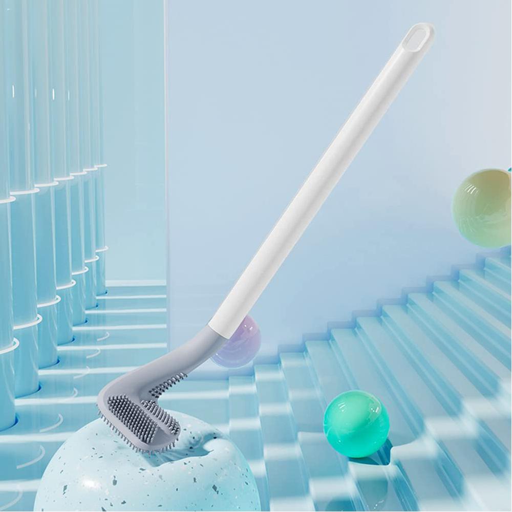 New Golf Head Design Toilet Brush Non-Slip Long Handled Wall Mounted w/ Hook Sticker