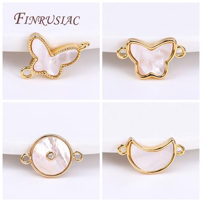 Wholesale Connector Charms DIY Accessories 18K Real Gold Plated Shell Geometry Design Connector Pendants For Necklace Making