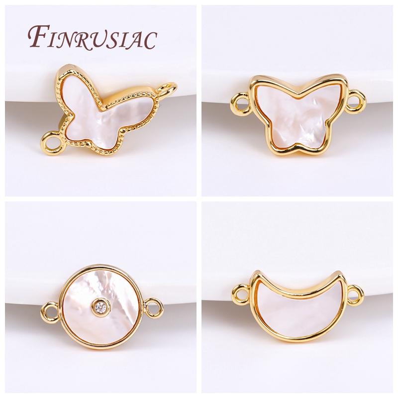 Wholesale Connector Charms DIY Accessories 18K Real Gold Plated Shell Geometry Design Connector Pendants For Necklace Making