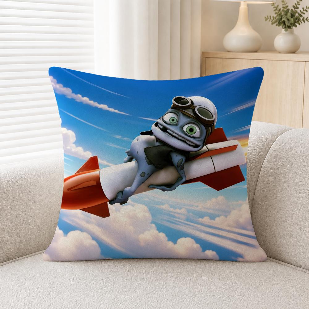 Character Crazy Frog Cushion Cover Soft Plush Cushion Covers Fluffy Throw Pillow Cases For Sofa Bedroom Home Decor