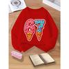 Kids Unisex Crewneck Sweatshirt, Cute Dripping Ice Cream Cone Shaped 67 Number Print Long Sleeve Pullover, Sweatshirt for Boys Girls Over 4 Years Old