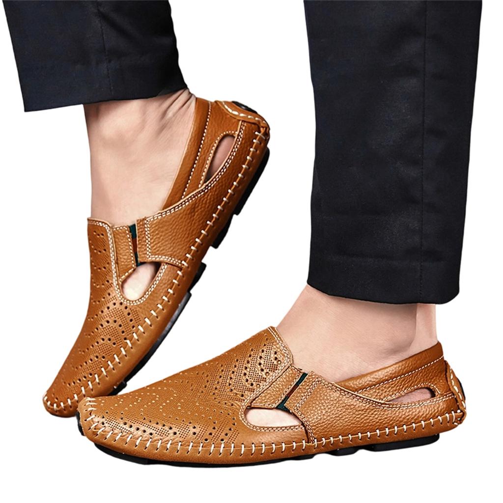 Men's Large Size Breathable Hollow Out Casual Slip On Shoes Lightweight Soft Sole Summer Footwear for Outdoor and Indoor Use