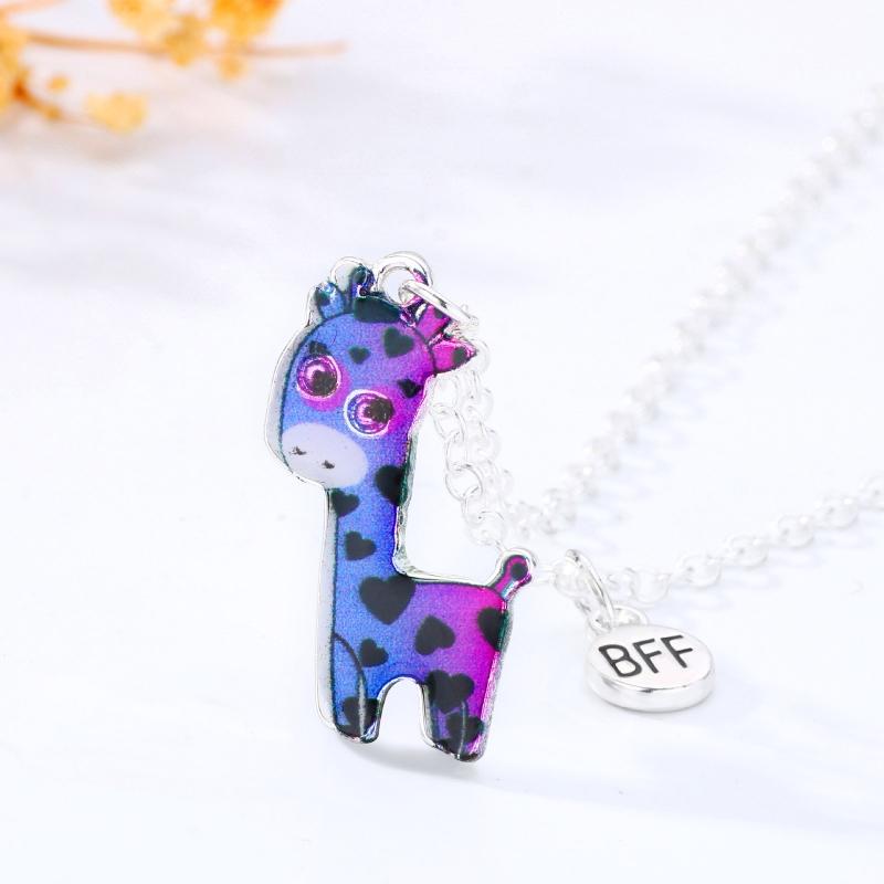 2Pieces/Set Heart Pendant Magnet Matching Necklace Colorful BFF Friend Girlfriend Relationship Gift Valentines Day