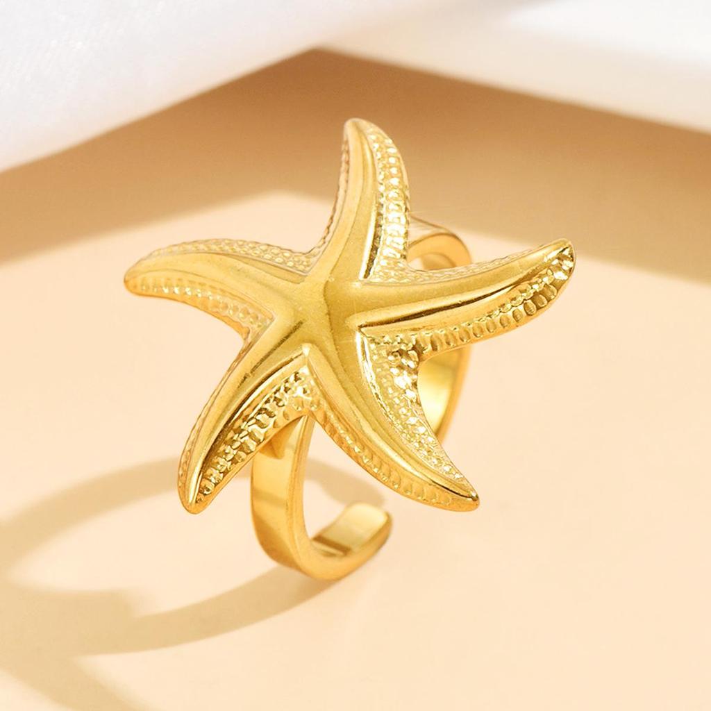 Stainless Steel Starfish Vacation Ring - Marine Life Jewelry Collection