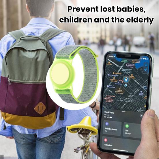 Kids Wristband Breathable Wear Resistant Adjustable Nylon Watch Band GPS Tracker Holder Protective Case for AirTag