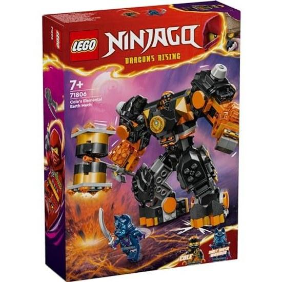 LEGO Ninjago Coles Elemental Power Mech Suit Toy Birthday Present Blocks Boys Girls Children 7 Years Old 8 9 Elementary School Battle Robot 71806
