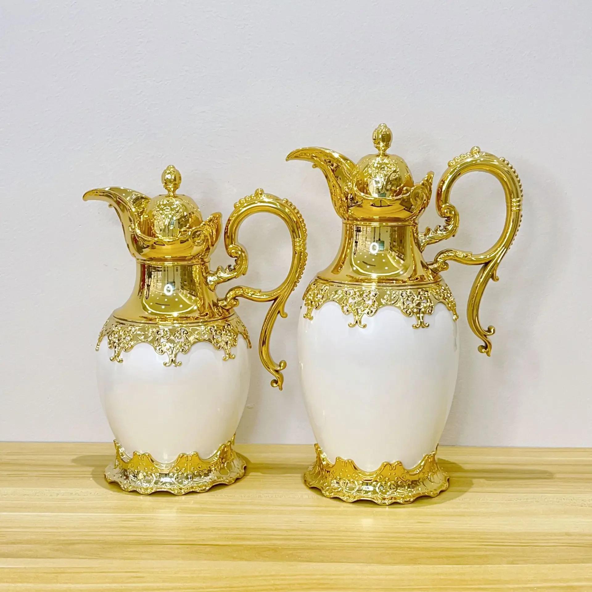 

500/800 мл арабский узорчатый чайник для отеля и ресторана вакуумный термос портативный металлический гальванический термос термокувшин 0.5L белый