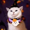 Halloweenský klobouk dýně pro mazlíčky a obojek duchů, nastavitelný gotický outfit pro kočky a malé psy, pletené kostýmní doplňky
