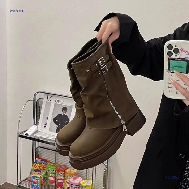 Martin small style thick-soled new short boots women's retro stacked thin student shoes tide