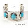 Multi Type Inlaid Imitation Turquoise Alloy Cuff Bracelet for Women New Fashion Bohemian C Shape Open Bangle Jewelry Accessories