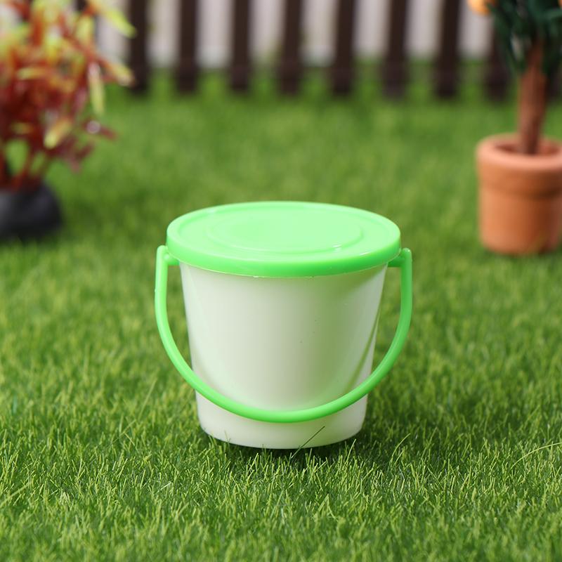 1/12 Dollhouse Mini Buckets With Cover Dollhouse Kitchen Bucket Decoration Dolls House Home Accessories