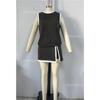  Women's Ribbed Knit 2-Piece Set Sleeveless Tank Top + Split Skort Shorts Outfit