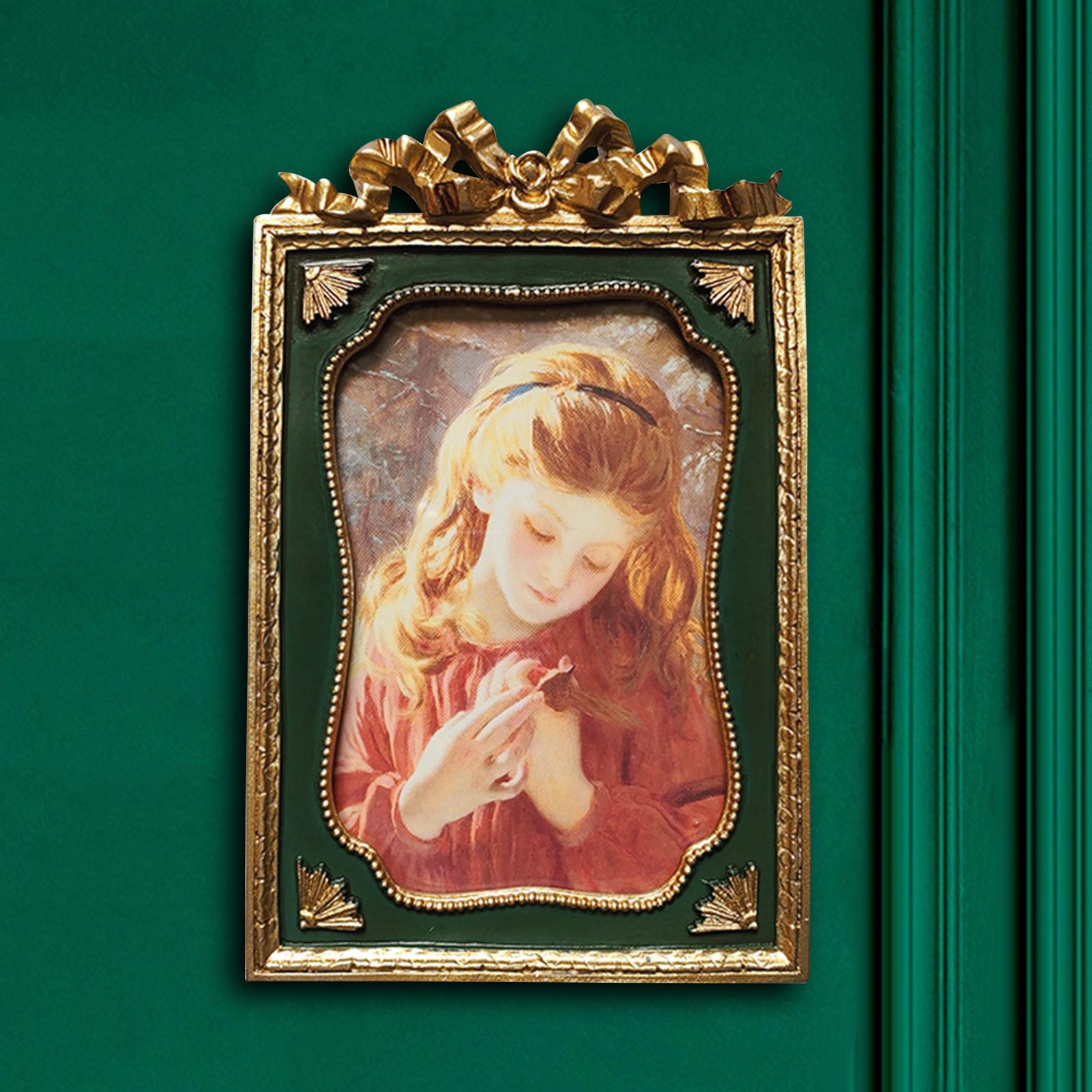 

Antique Resin Photo Display Frame Tabletop Wall Hanging European Style Easier to Display Bowknot Decoration , Photo Gallery Art
