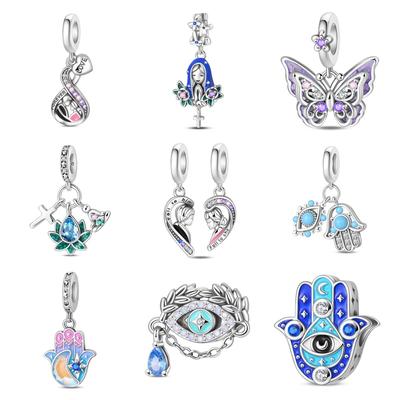 DIY Charm Bracelet Accessories with Evil Eye Beads and Hand of Hamsa Pendant for Women Fashion Jewelry Making