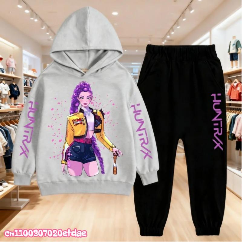 2025 Heiße Herbstmode KPop Dämonenjäger Print Kinder Set Hoodie+Hose Anzug 2-teiliges Set Kind Junge Mädchen Kleidung Lässiger Trainingsanzug