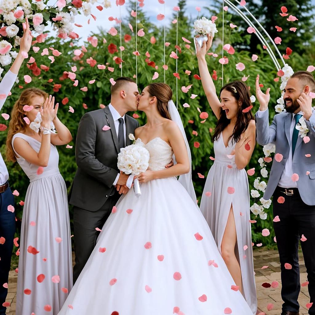 200PCS Silk Rose Petals for Wedding Pink Mixed Flower Petals for Flower Girl Basket Aisle Scatter Dinner Table Centerpieces Party Bridal Shower