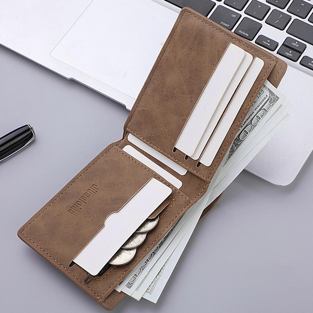 Matte soft leather short ultra-thin leather wallet, simple multi slot wallet, foldable all-in-one ultra-thin wallet, card bag