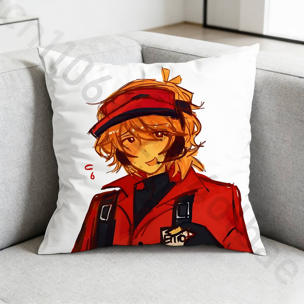 EElliot Anime PPizza Pillow Case Antidustmite Pillowcase Invisible Zipper Silky Short Plush Sofa Cushion Cover