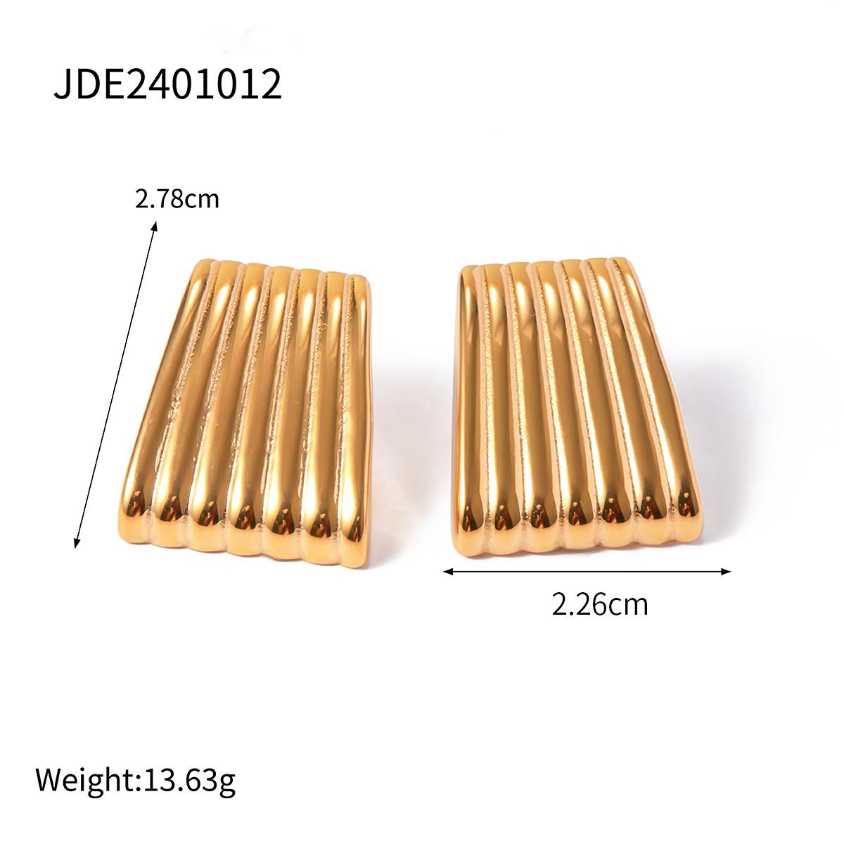 

Ins Internet celebrity same 18k gold stainless steel striped trapezoidal earrings niche unique line titanium steel stud earrings