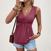 Bluse Casual da Donna a Maniche Corte con Scollo a V Davanti in Tessuto Morbido Camicie da Donna a Maniche Corte per l'Uso Quotidiano