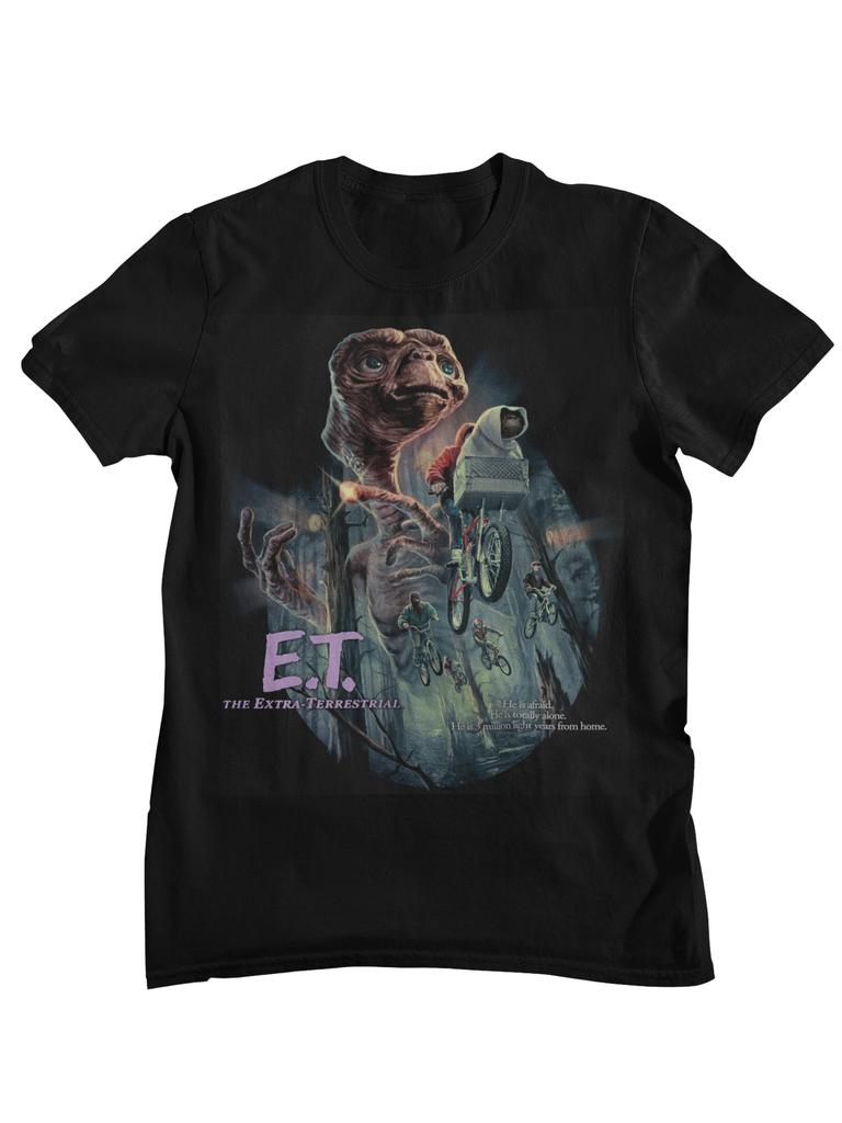 ET The ExtraTerrestrial Retro Movie Graphic T Shirt Unisex Classic S Alien Bicycle Cotton Short Sleeve Streetwear Tee