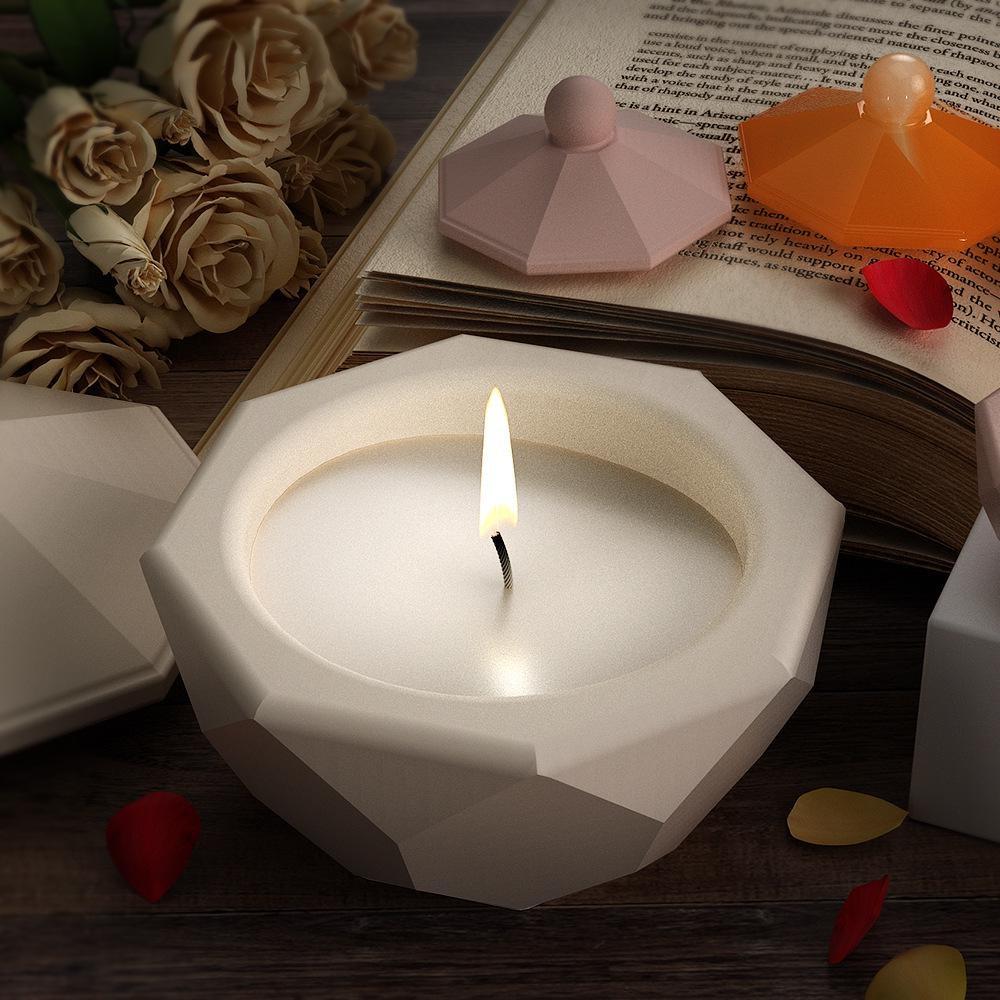 New Cement Gypsum Storage Tank Mould DIY Crystal Drop Glue Mold Octagonal Triangular Cut Diamond Shaped Candle Cup Silicone Mold