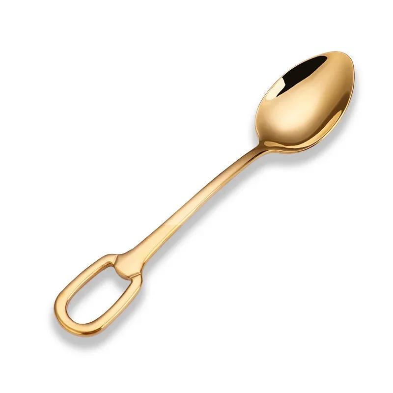 

Столовые приборы из нержавеющей стали 304 с отверстием для подвешивания, стальная струна, чай, кофе, маленькие ложки золотой