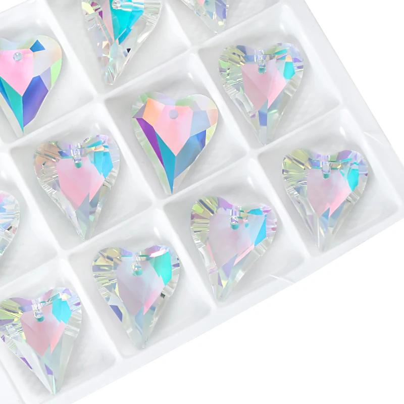 6240 Crystal Wild Heart Charms Glass Austria Loose Beads Pendant Rhinestones for DIY Earring Necklace Jewelry Accessories 12Pcs