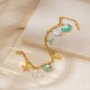 18K Gold Plated Ocean Style Starfish & Pearl Stainless Steel Bracelet - Waterproof & Fade-resistant