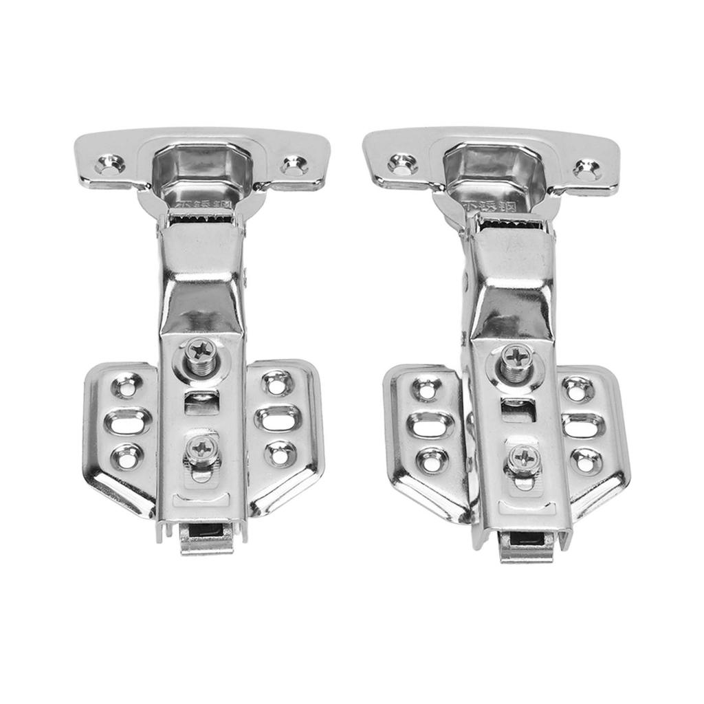 2Pcs Cabinet Hinges Stainless Steel 2.0mm Thick Thicken Base Electroplating Bright Wardrobe Hinge for Kitchen Bathroom