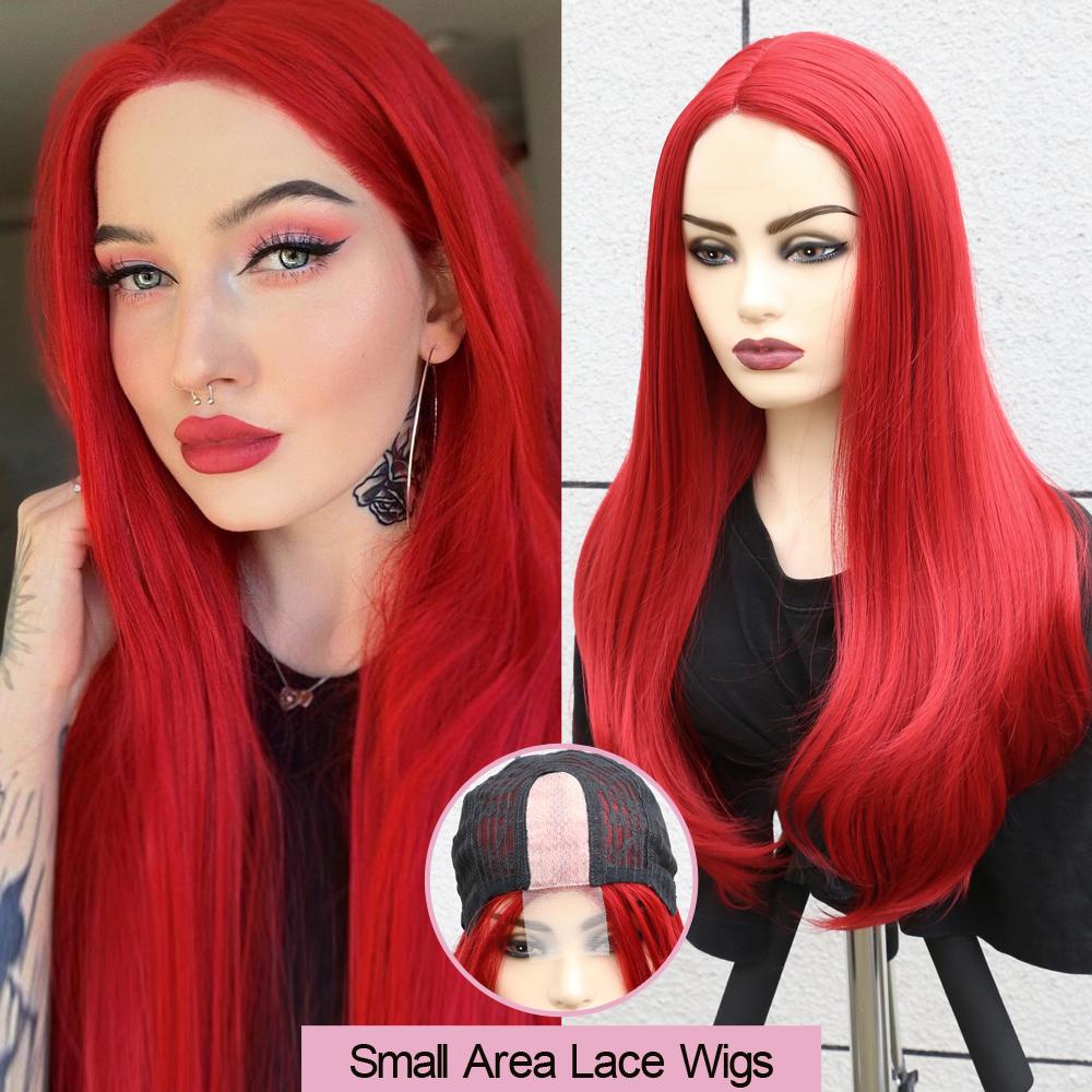 Perucă braziliană din dantelă mov sintetică Sivir Peruci lungi și drepte pentru femei, parțiunea de mijloc, petrecere/zircuită/fibră rezistentă la căldură cosplay