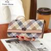 2024 Getäfeltes Echtleder-Portemonnaie Buntes Plaid Lange Damen-Portemonnaies Hohe Kapazität Telefon-Clutch-Taschen für Damen-Geldbörse