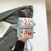 Light Blue Cherry Print Mini Crossbody Bag Cute PU Leather Phone Bag With Cherry Charm Daily Shopping Fashion Purse