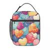 Borsa Termica per Pranzo con Fantasia Cuori Colorati per Bambini, Borsa Frigo Scolastica, Contenitore Termico per Cibo, Borsa Tote, Contenitori Portatili per Pranzo