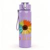 1PC Be Kind Sunflower Text 750ml Color Plastic Sports Water Bottle Leakproof Flip Straw Lid Suitable for Sports Office Home Use