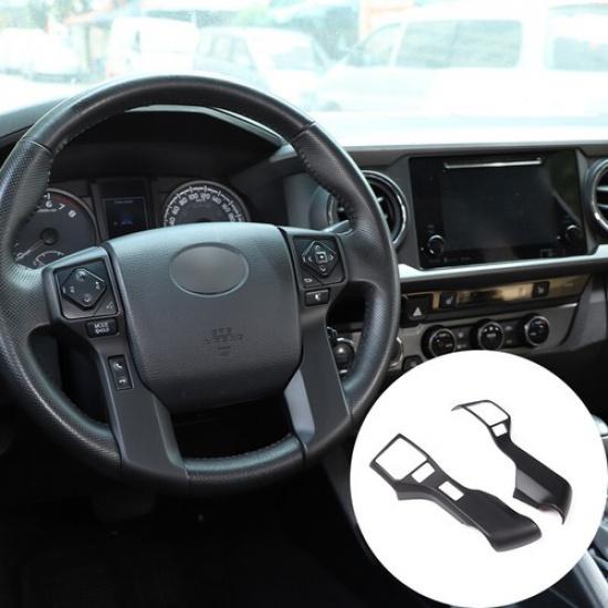 Matte Black Fiber Steering Wheel Button Cover Trim For Toyota Tacoma 2016-23 US
