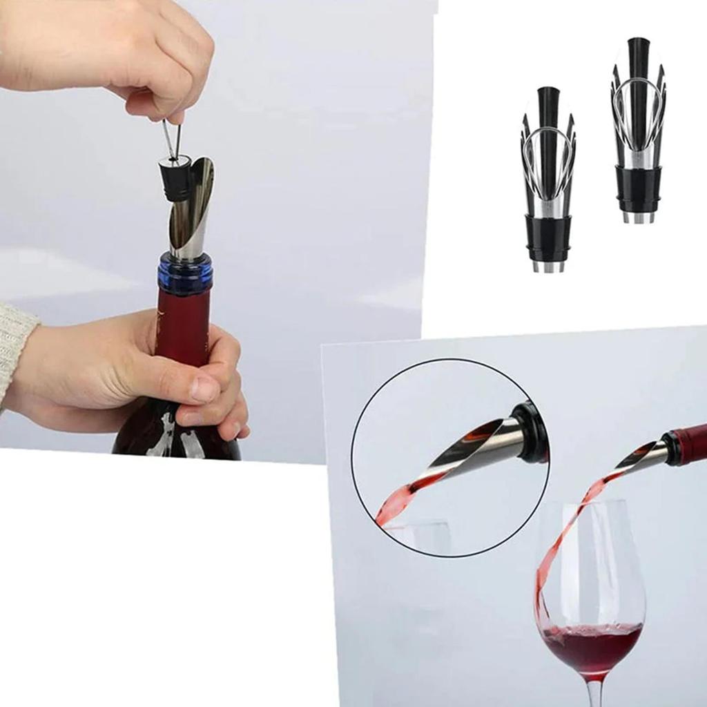 Wine Aerator Stainless Steel Wine Bottle Pourers and Stoppers 2-in-1 Steel Champagne Sealed Cap Stopper Wine Spout Pourer