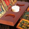 Candle Tarot Holder Stand Wooden Triple Moon Phases Symbol Tarot Card Display Stands Moon Tray Crystal Holder Home Decoration