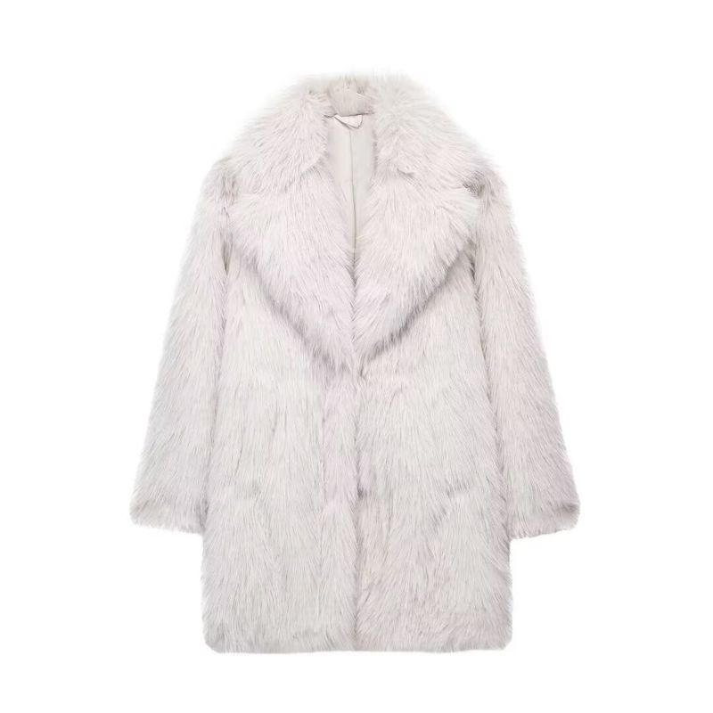 Kaslead New Women Clothes Western Style Fashion Artificial Fur Effect Coat Outerwear 6318242