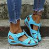 Summer New Women's Plus Size Hollow Out Sandals Stitched Wedge Heel Hollow Casual Shoes