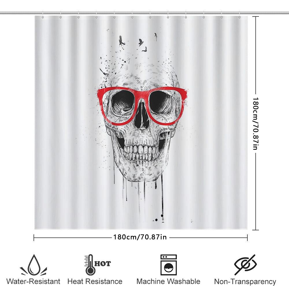 Skull Shower Curtain Gothic Horror Decor Spooky Halloween Bathroom Set Vintage Skull Art Tapestry Backdrop Wall Hanging Home Dec