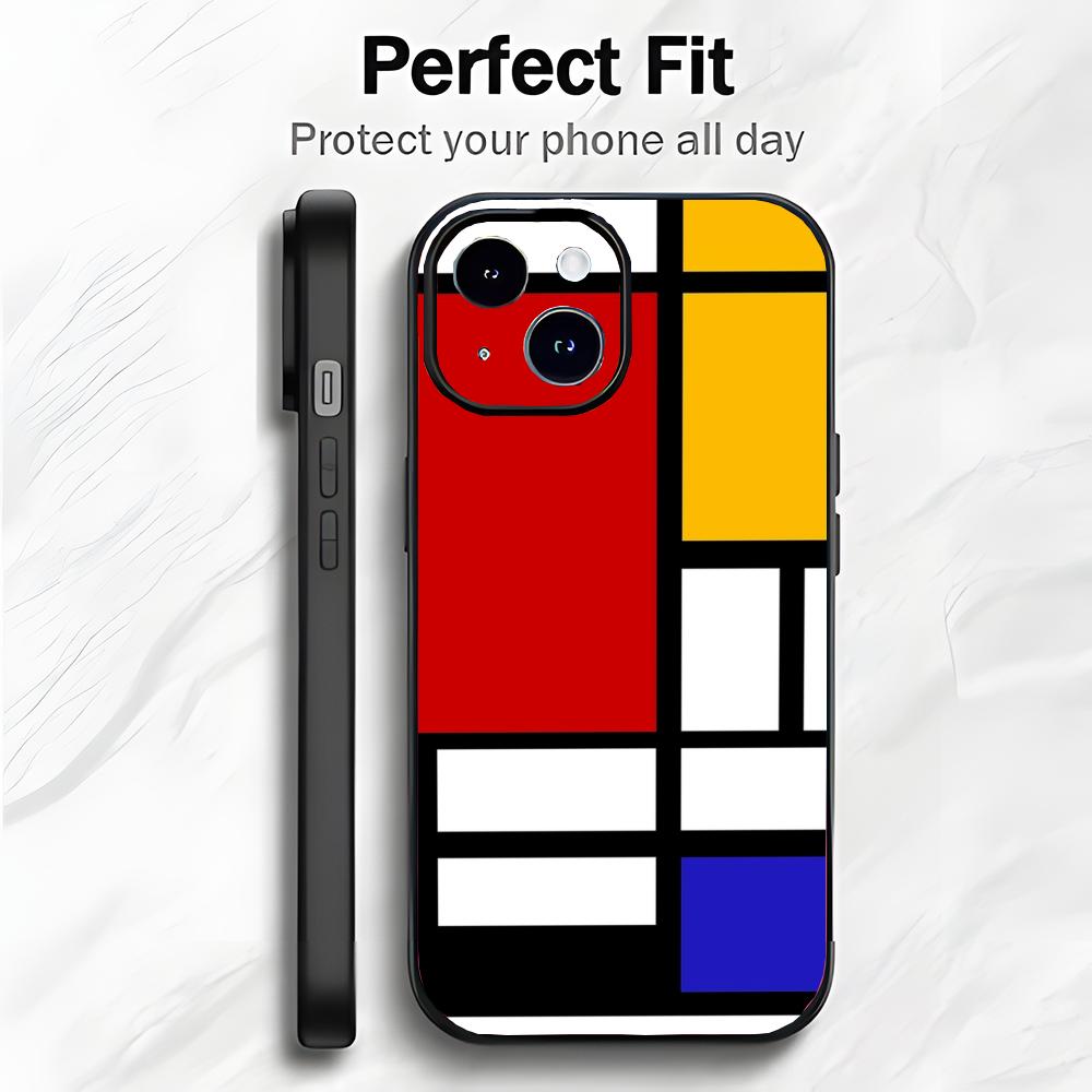 Abstract Iconic Art P-Piet Mondrian Phone Case Phone Case Soft Packaging Lightweight For iPhone17 16 15 14 13ProMax