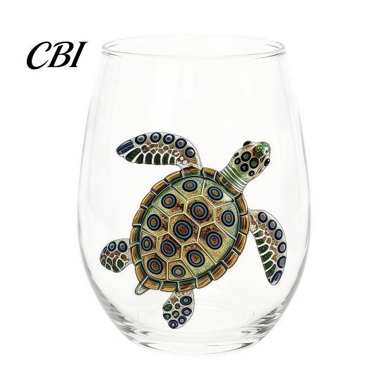 Elegant Celebration Glass Gift Marine Animal Theme Clear Tumbler, Handcrafted Painted Glassware, Handmade Borosilicate Glassware Creative Unique